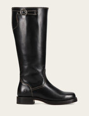 Women's Black Campus Low Heel Tall Riding Wide Calf Boot - Black