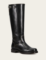 Women's Black Campus Low Heel Tall Riding Wide Calf Boot - Black
