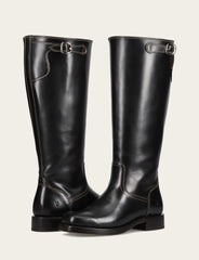 Women's Black Campus Low Heel Tall Riding Wide Calf Boot - Black