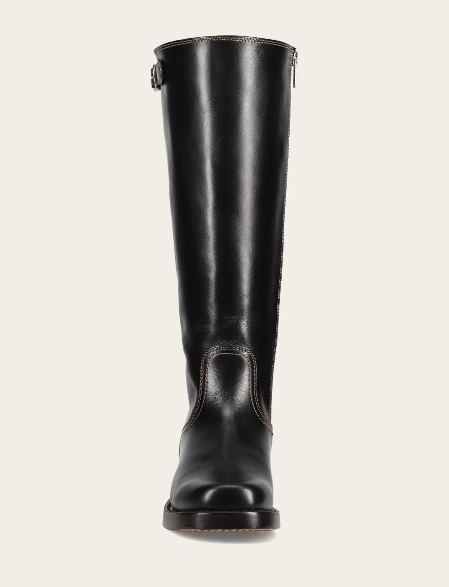 Women's Black Campus Low Heel Tall Riding Wide Calf Boot - Black
