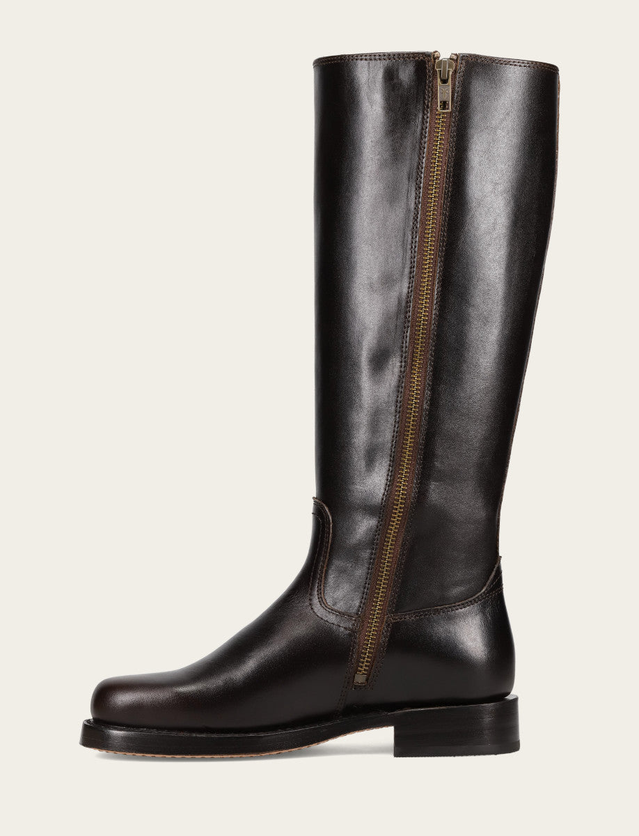 Women's Bourbon Campus Low Heel Tall Riding Boot - Bourbon