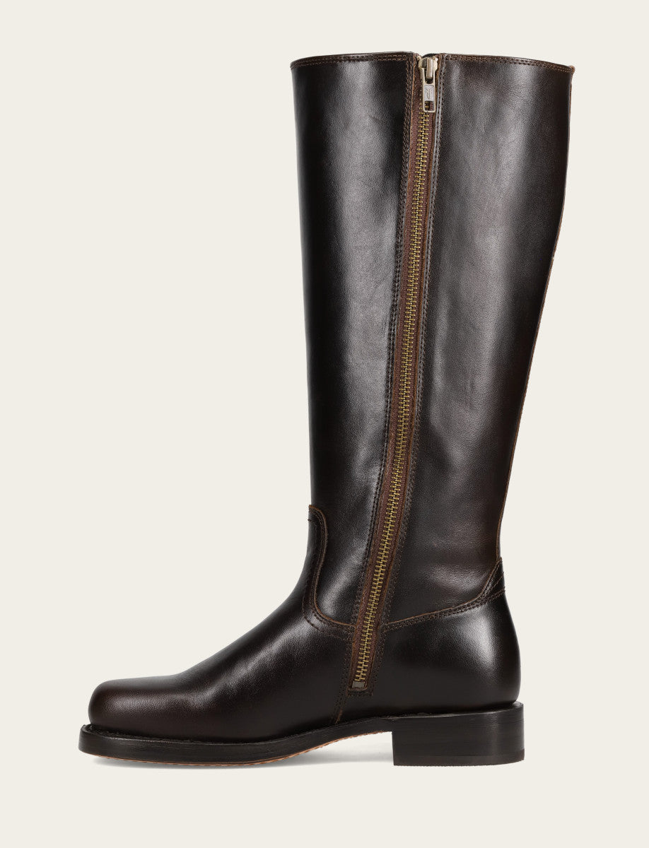 Women's Bourbon Campus Low Heel Tall Riding Wide Calf Boot - Bourbon