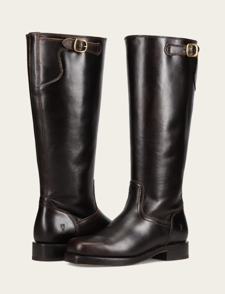 Women's Bourbon Campus Low Heel Tall Riding Wide Calf Boot - Bourbon