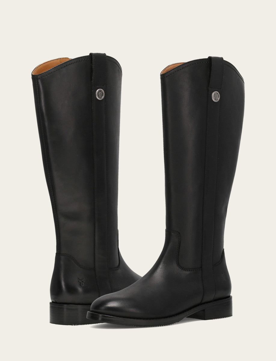 Women's Black Melissa Button Tall Inside Zip Wide Calf Boot - Black