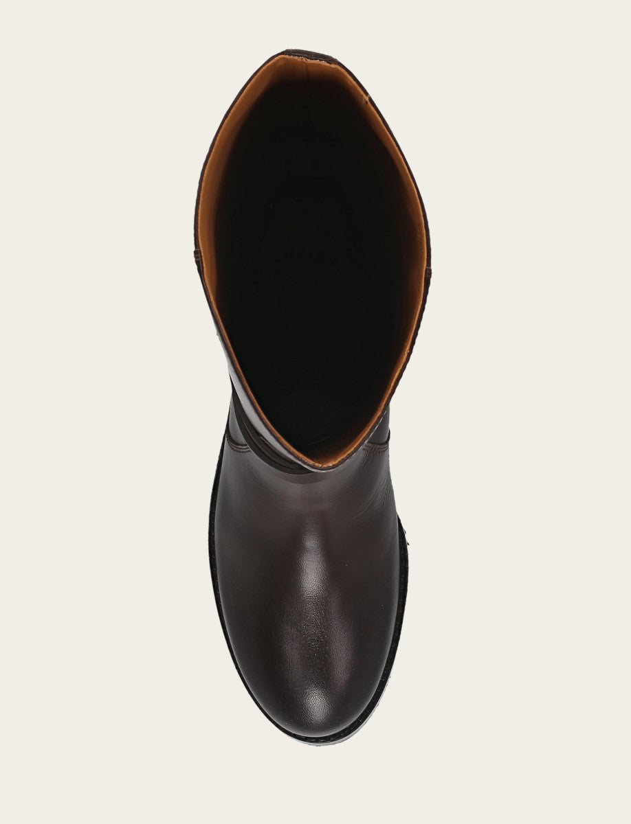 Women's Dark Brown Melissa Belted Riding Boot - Dark Brown