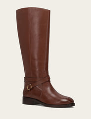 Women's Walnut Melissa Belted Riding Wide Calf Boot - Walnut