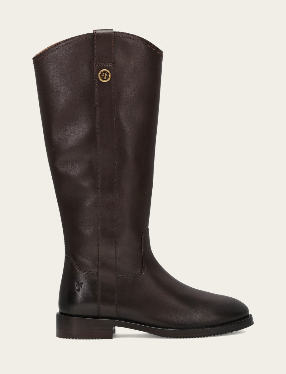 Women's Dark Brown Melissa Button Tall Inside Zip Wide Calf Boot - Dark Brown