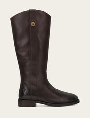 Women's Dark Brown Melissa Button Tall Inside Zip Wide Calf Boot - Dark Brown