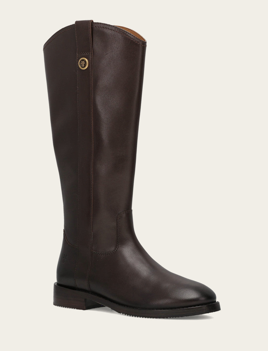 Women's Dark Brown Melissa Button Tall Inside Zip Wide Calf Boot - Dark Brown