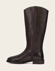 Women's Dark Brown Melissa Button Tall Inside Zip Wide Calf Boot - Dark Brown