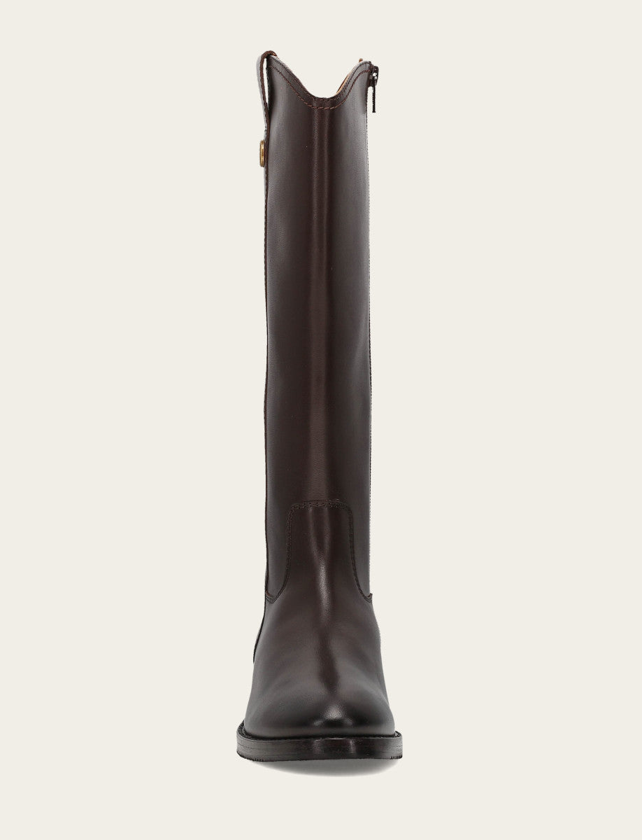 Women's Dark Brown Melissa Button Tall Inside Zip Wide Calf Boot - Dark Brown
