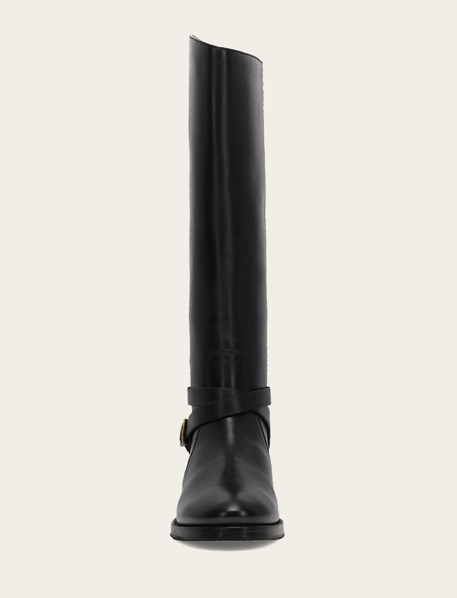 Women's Black Melissa Belted Riding Boot - Black