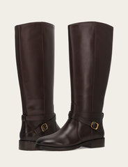 Women's Dark Brown Melissa Belted Riding Wide Calf Boot - Dark Brown