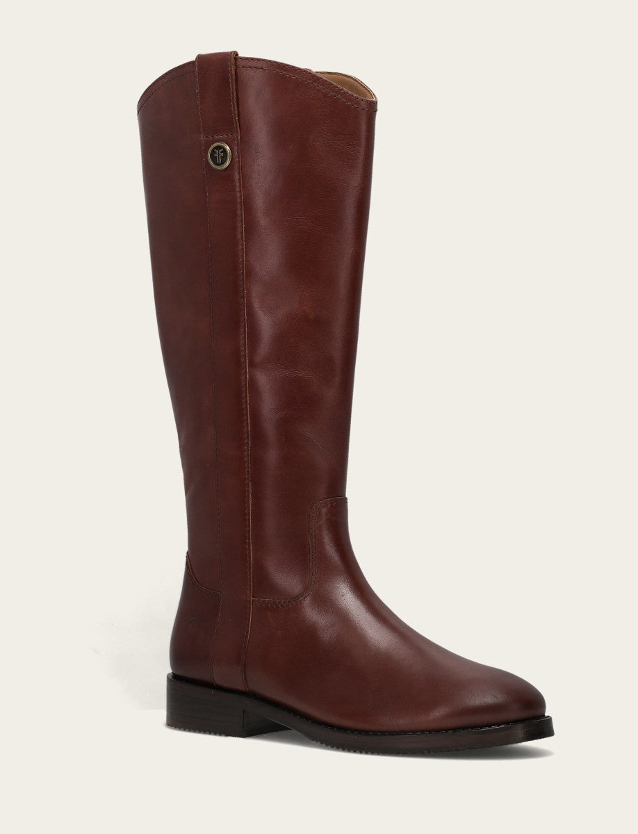 Women's Saddle Melissa Button Tall Inside Zip Wide Calf Boot - Saddle