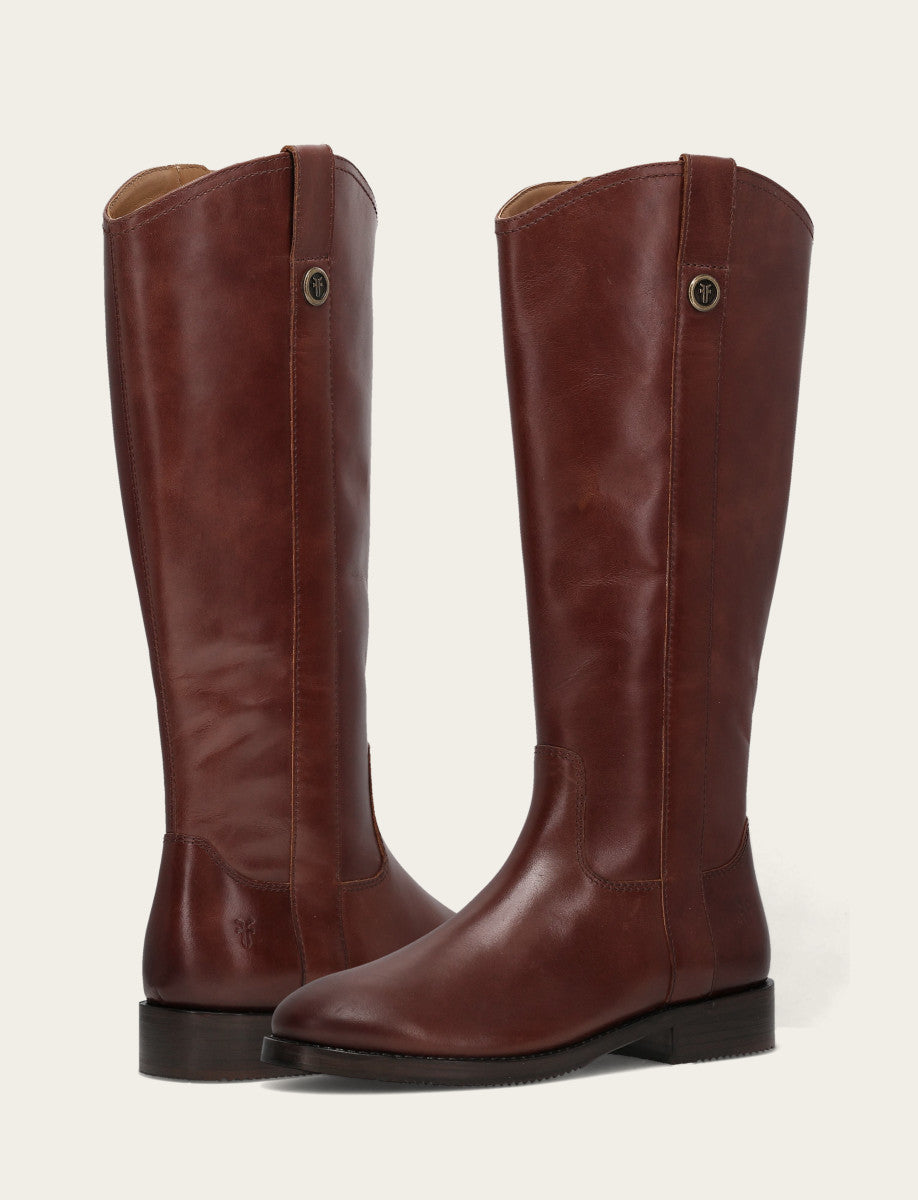 Women's Saddle Melissa Button Tall Inside Zip Wide Calf Boot - Saddle