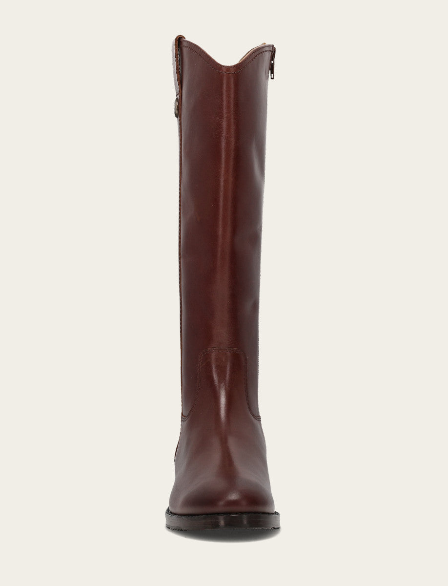 Women's Saddle Melissa Button Tall Inside Zip Wide Calf Boot - Saddle