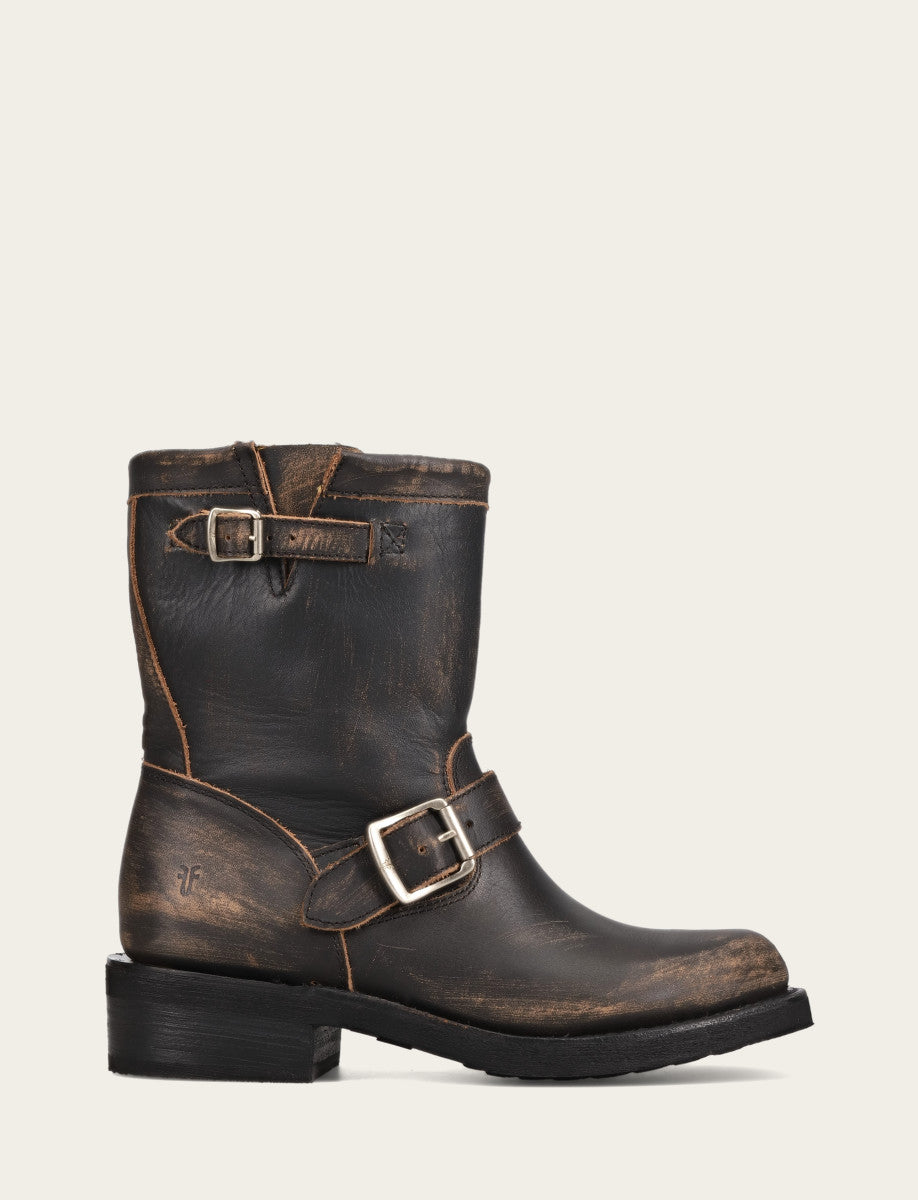 Women's Distressed Black Viv Short Engineer Boot - Distressed Black