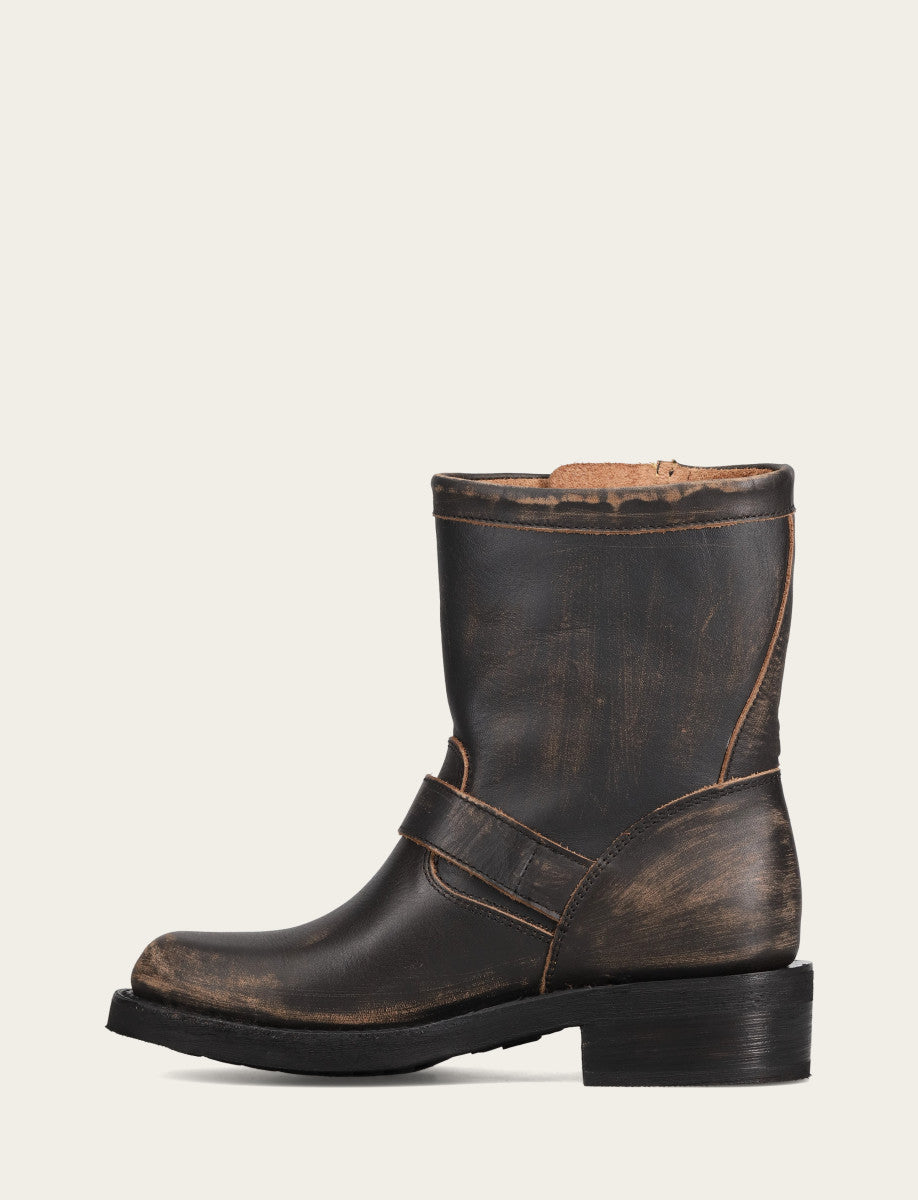 Women's Distressed Black Viv Short Engineer Boot - Distressed Black