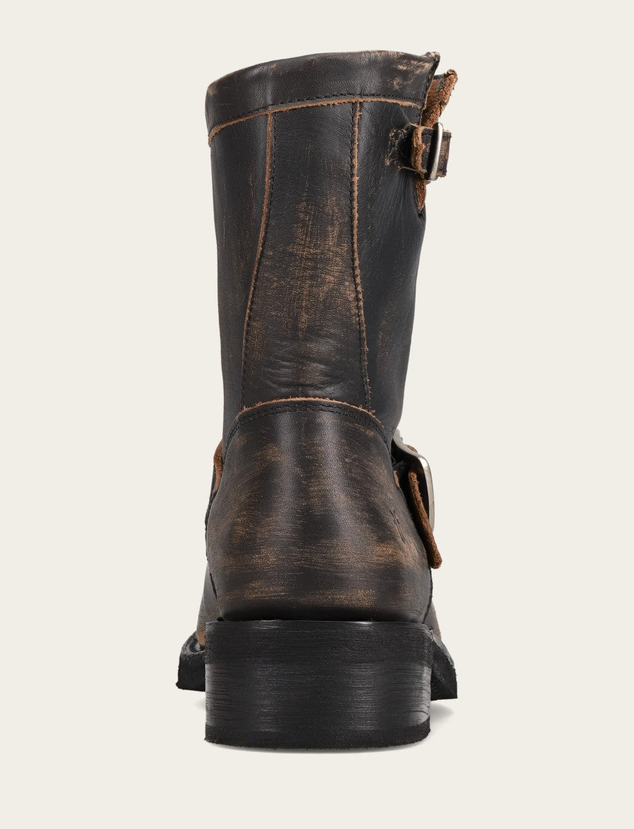 Women's Distressed Black Viv Short Engineer Boot - Distressed Black