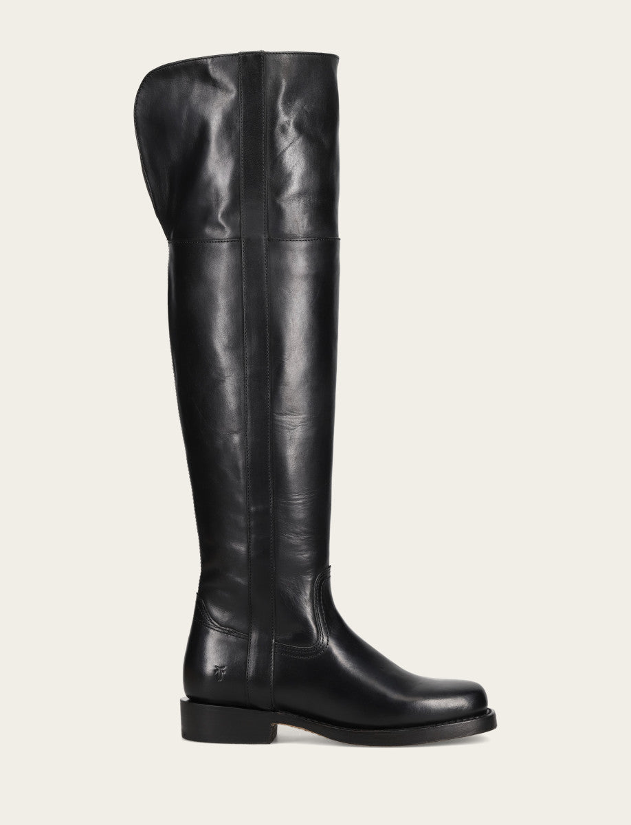 Women's Black Campus Low Heel Over The Knee Boot - Black