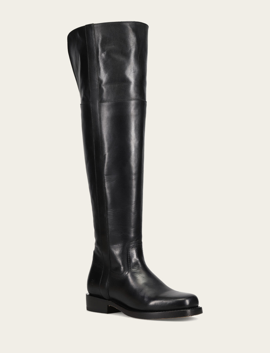 Women's Black Campus Low Heel Over The Knee Boot - Black