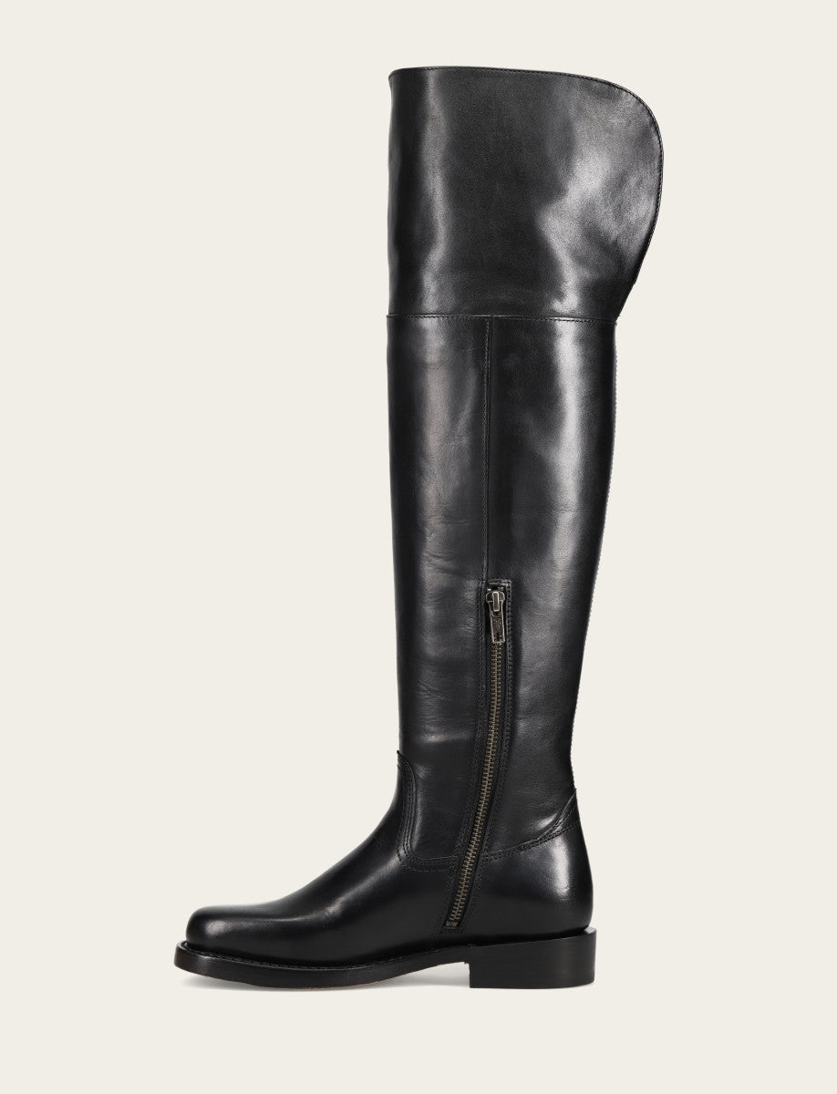 Women's Black Campus Low Heel Over The Knee Boot - Black