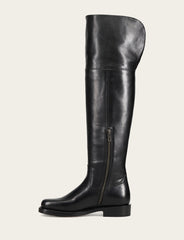 Women's Black Campus Low Heel Over The Knee Boot - Black