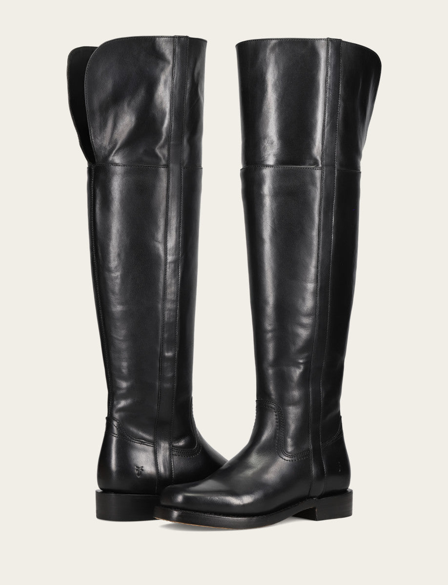 Women's Black Campus Low Heel Over The Knee Boot - Black