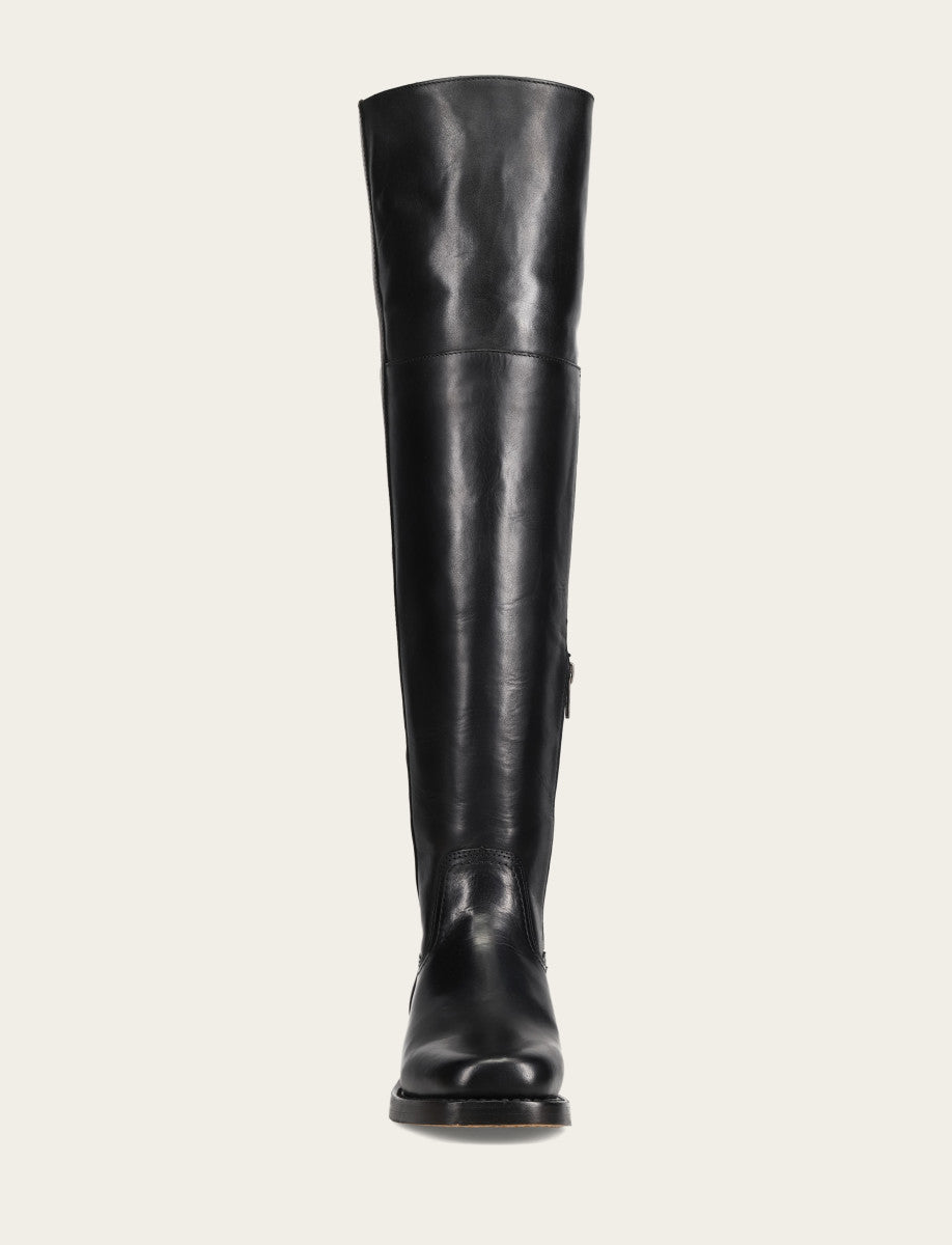 Women's Black Campus Low Heel Over The Knee Boot - Black