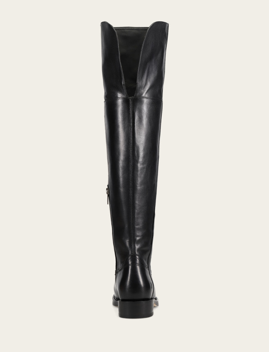 Women's Black Campus Low Heel Over The Knee Boot - Black