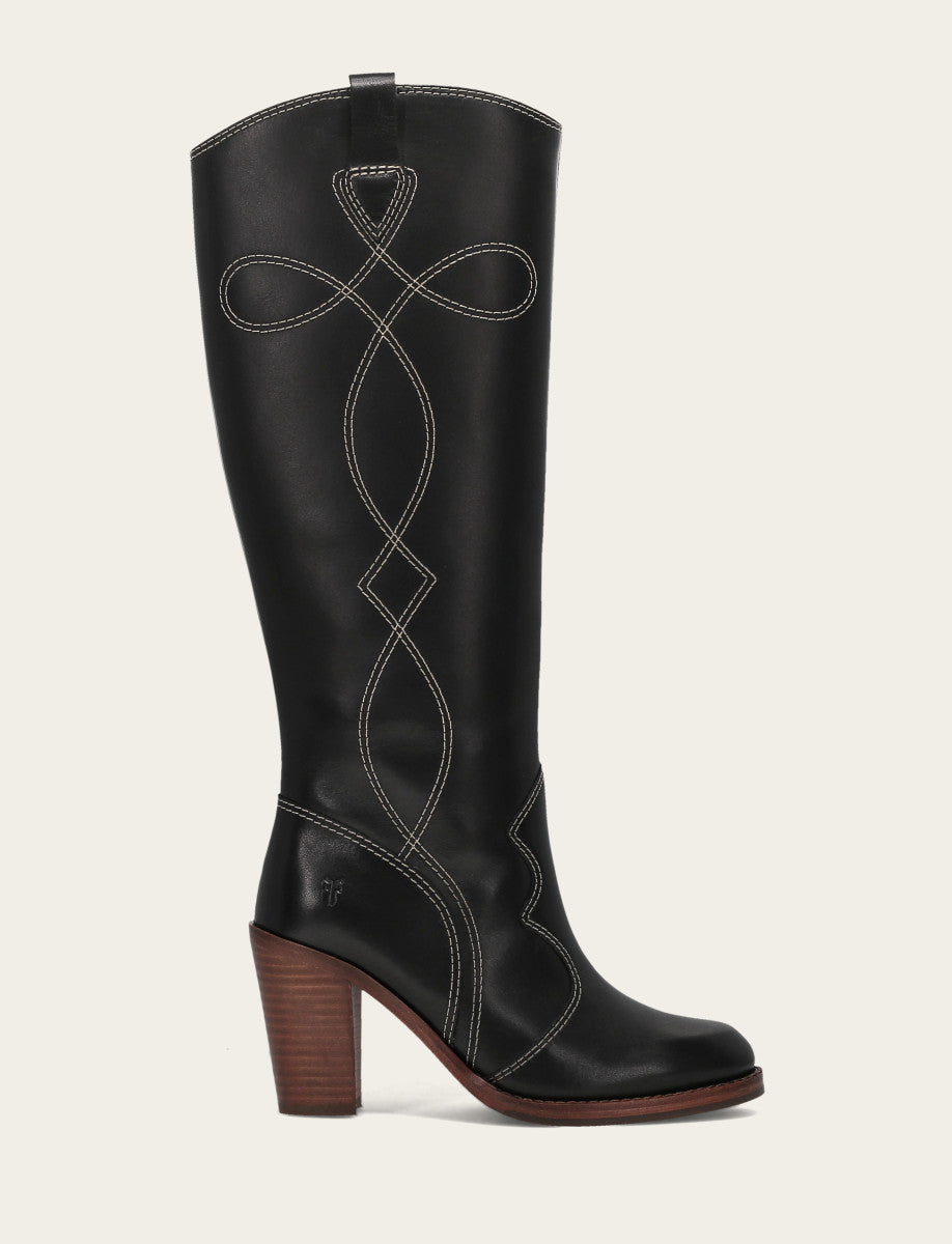 Women's Black Corinne Tall Deco Stitch Boot - Black