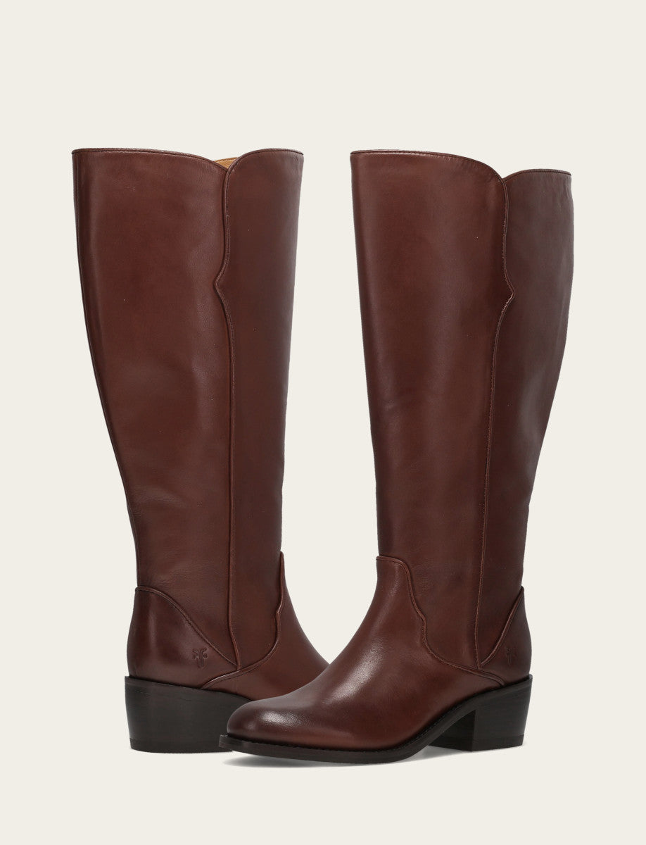 Women's Saddle Carson 2 Piping Tall Wide Calf Boot - Saddle