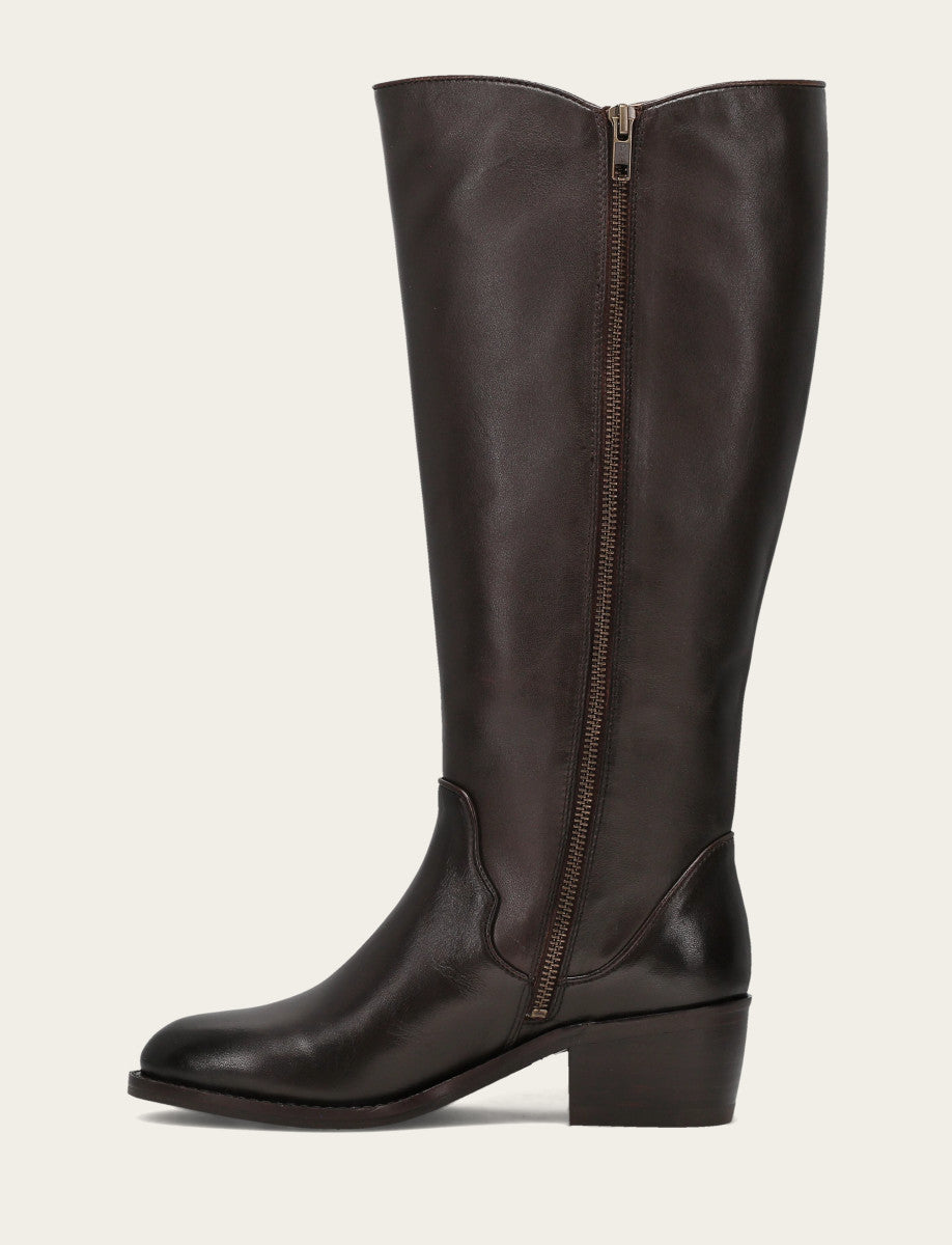 Women's Dark Brown Carson 2 Piping Tall Wide Calf Boot - Dark Brown
