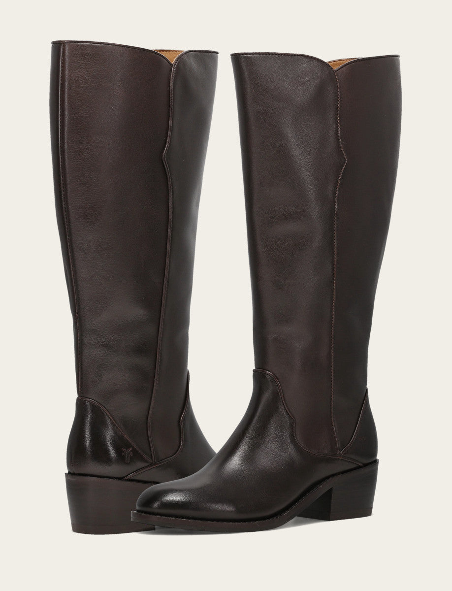 Women's Dark Brown Carson 2 Piping Tall Wide Calf Boot - Dark Brown