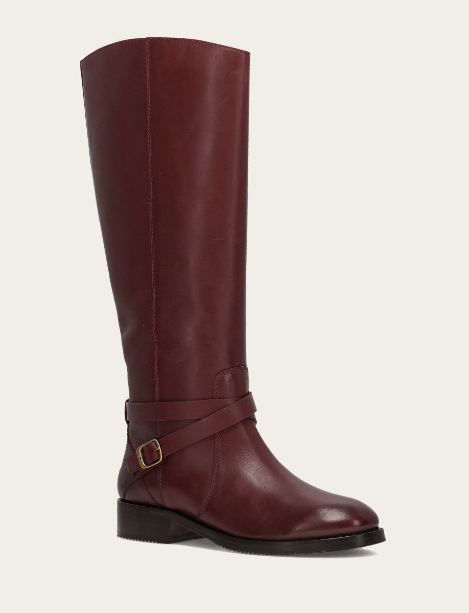 Women's Merlot Melissa Belted Riding Boot - Merlot