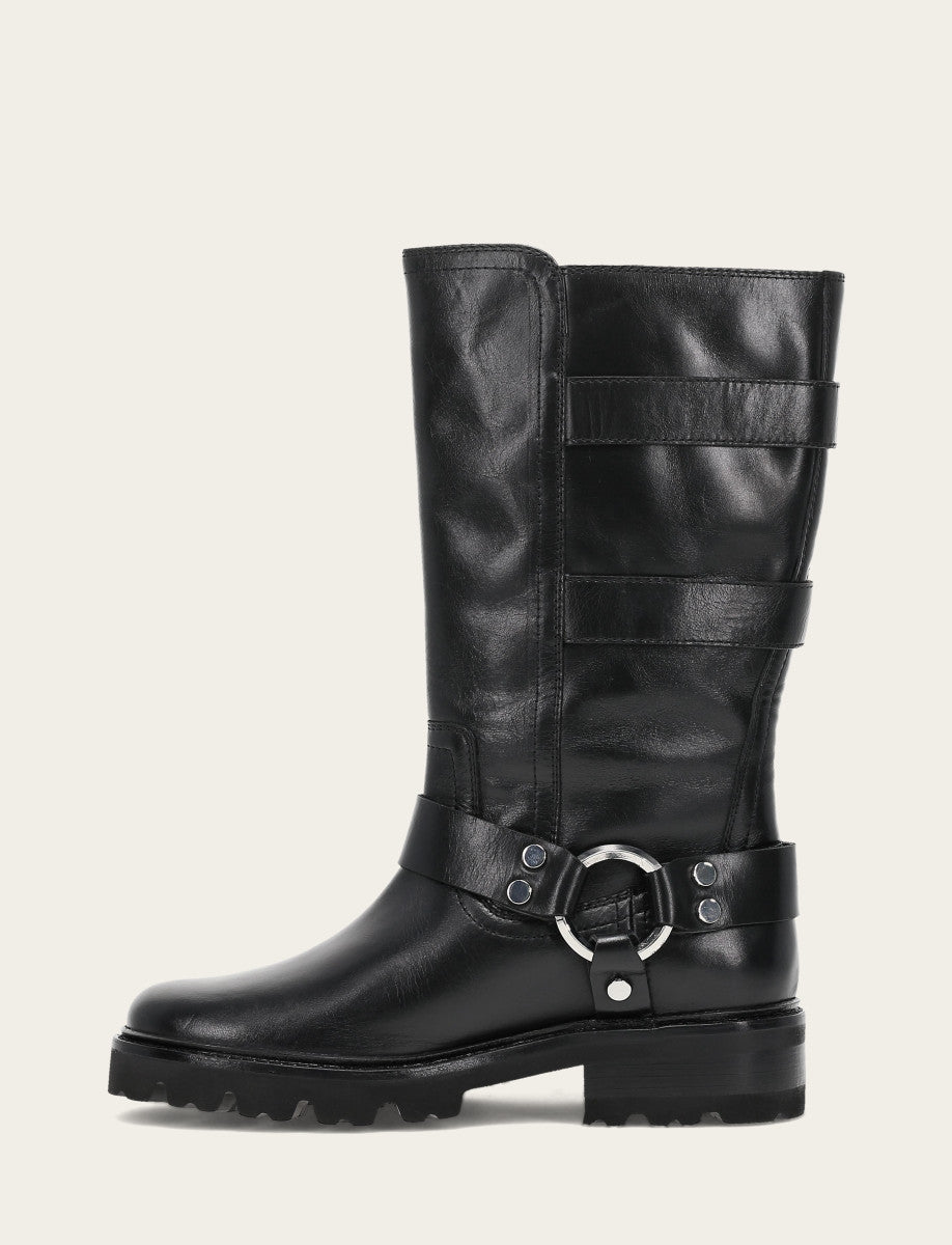 Women's Black Olivia Moto Mid Boot - Black
