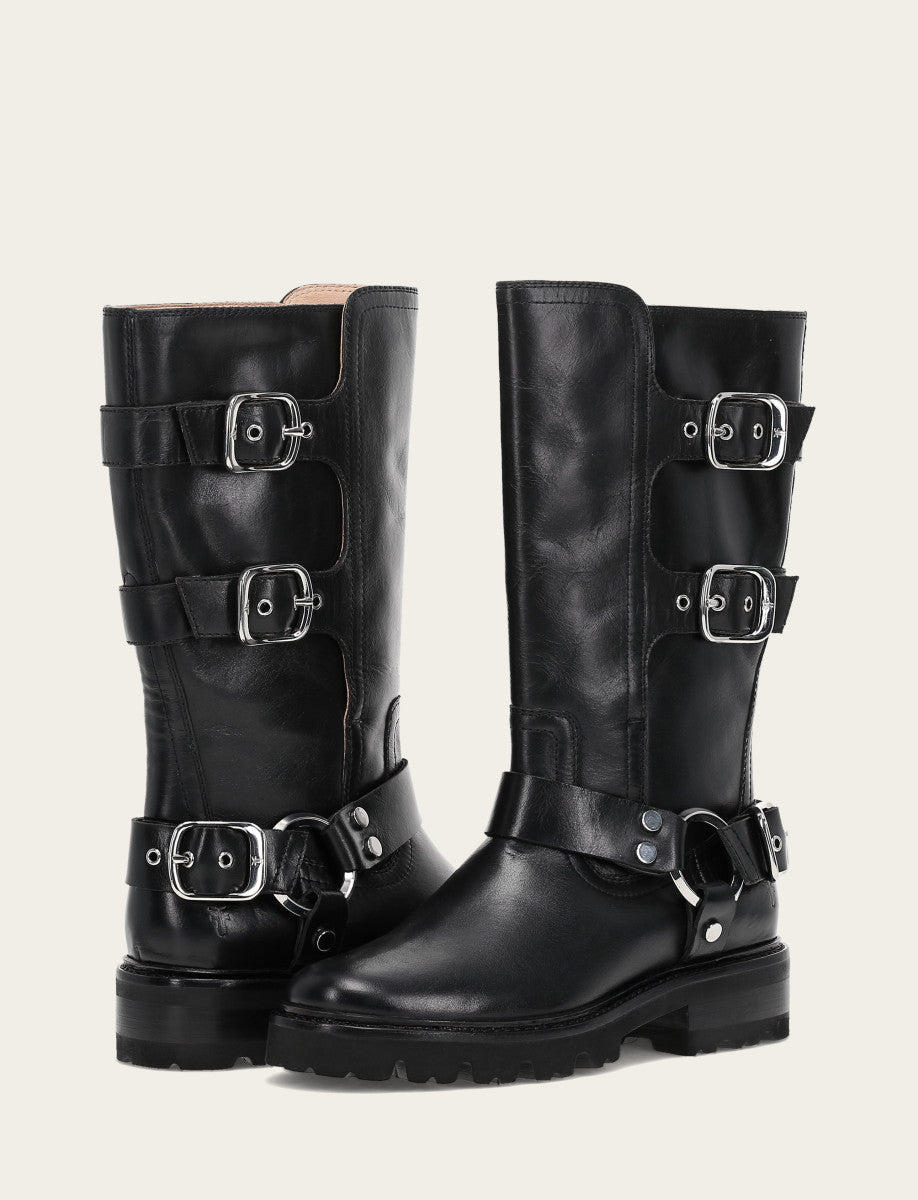 Women's Black Olivia Moto Mid Boot - Black