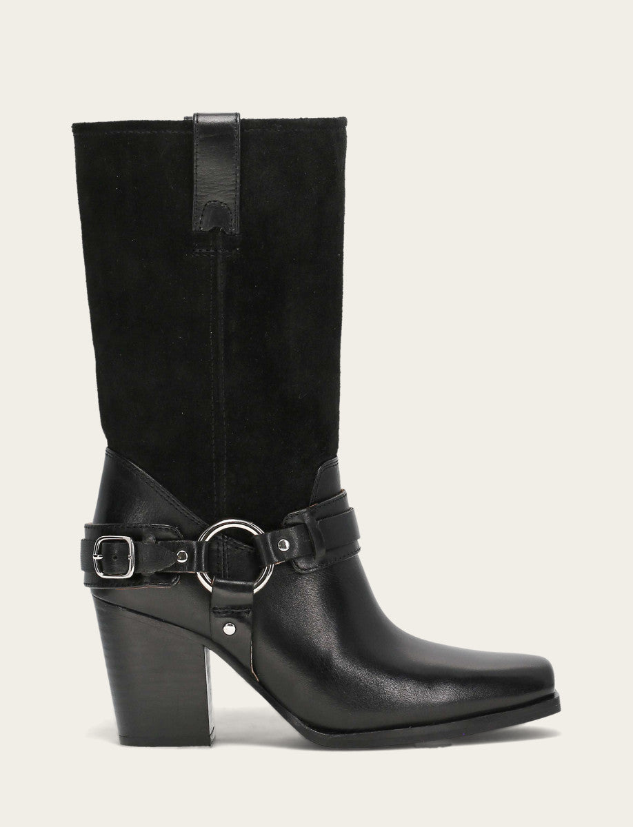 Women's Black Shiloh Harness Belted Boot - Black
