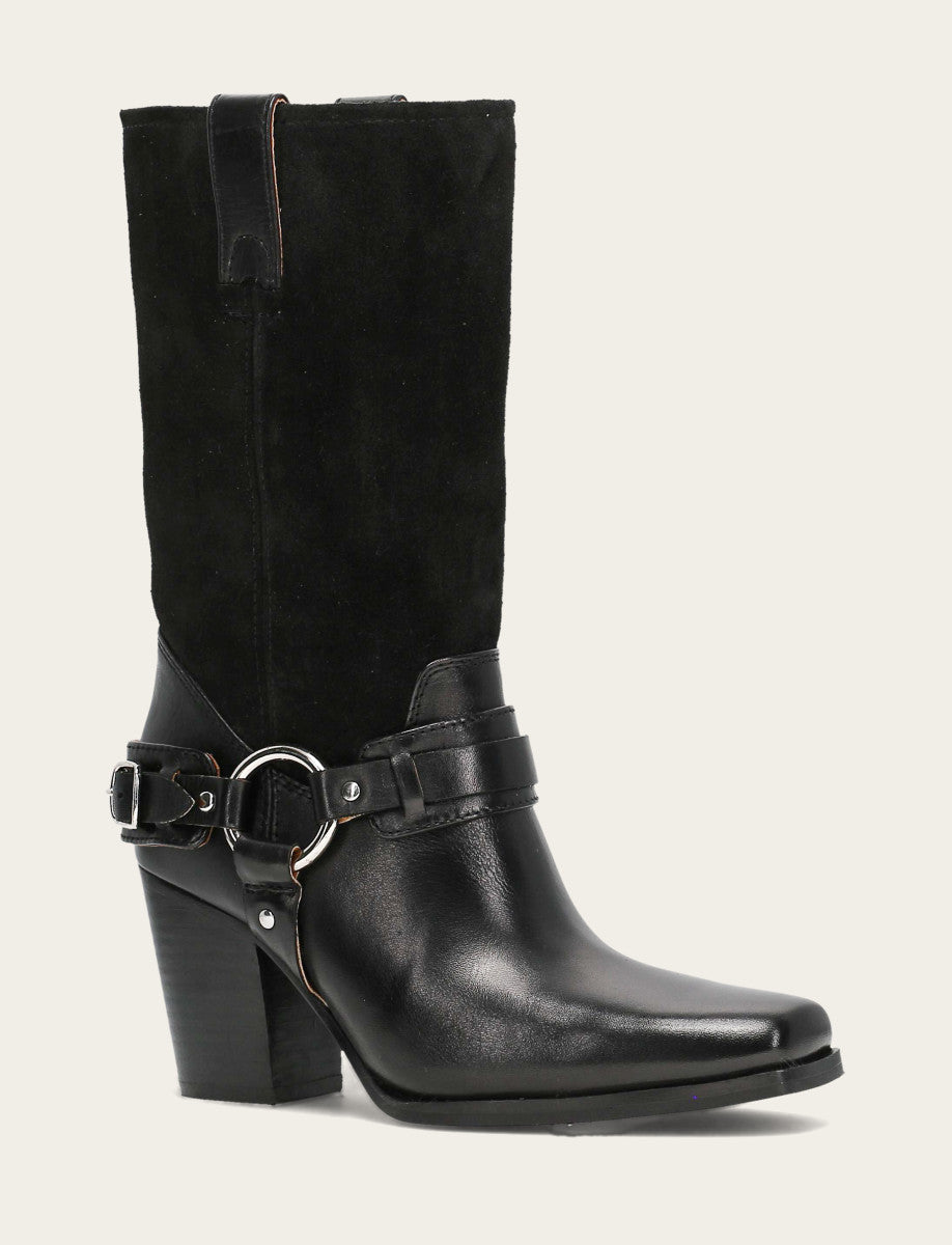 Women's Black Shiloh Harness Belted Boot - Black