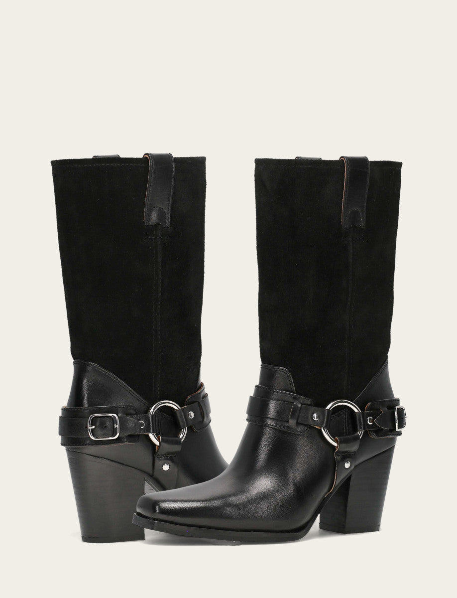 Women's Black Shiloh Harness Belted Boot - Black