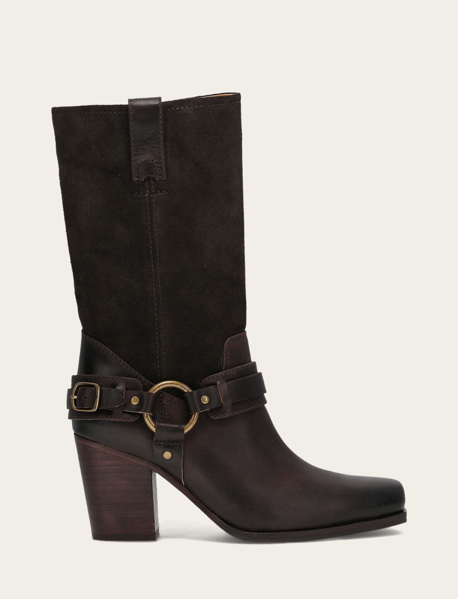 Women's Dark Brown Shiloh Harness Belted Boot - Dark Brown