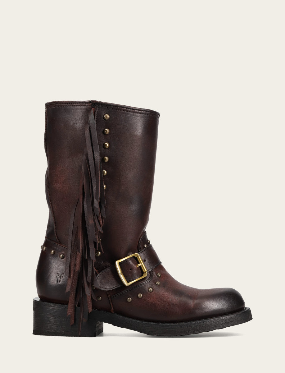 Women's Cherry Lacquer Viv Fringe Engineer Boot - Cherry Lacquer