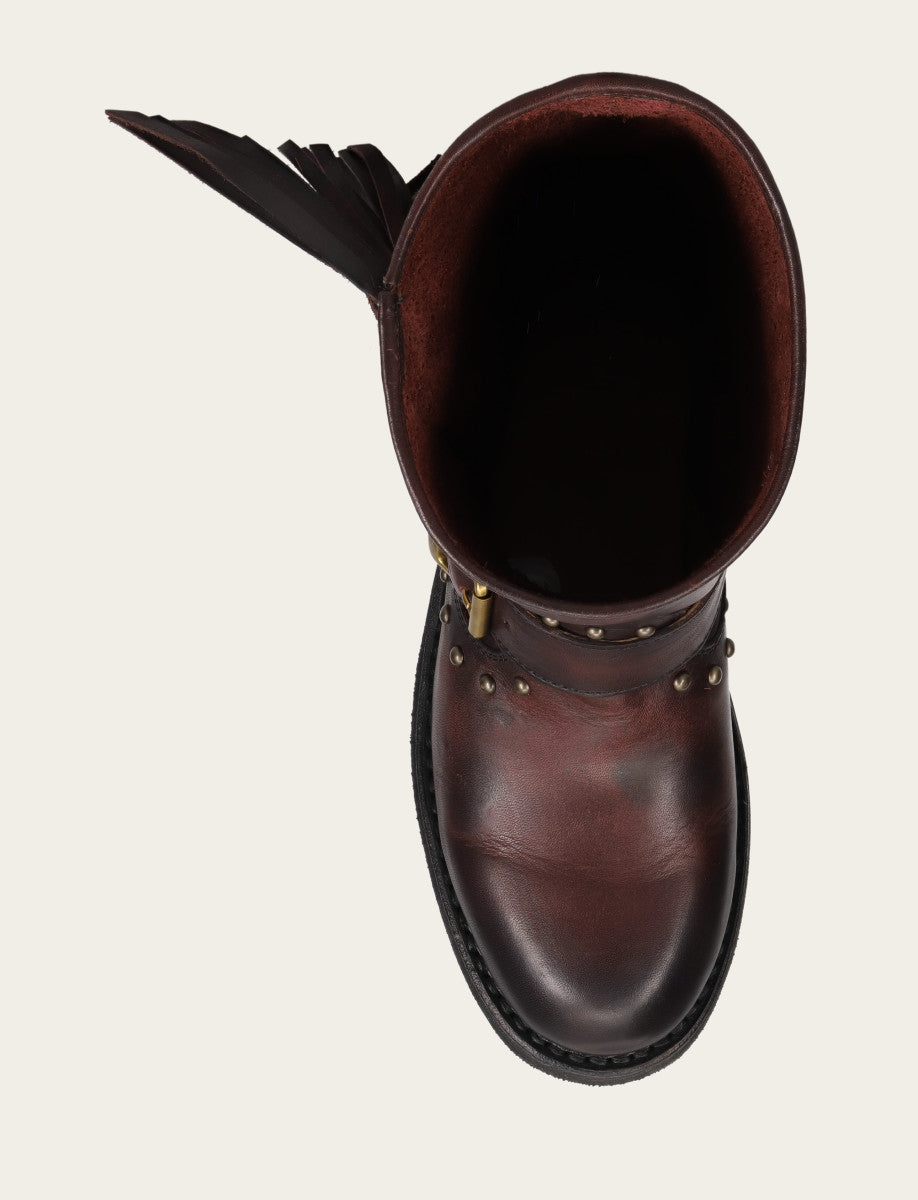 Women's Cherry Lacquer Viv Fringe Engineer Boot - Cherry Lacquer