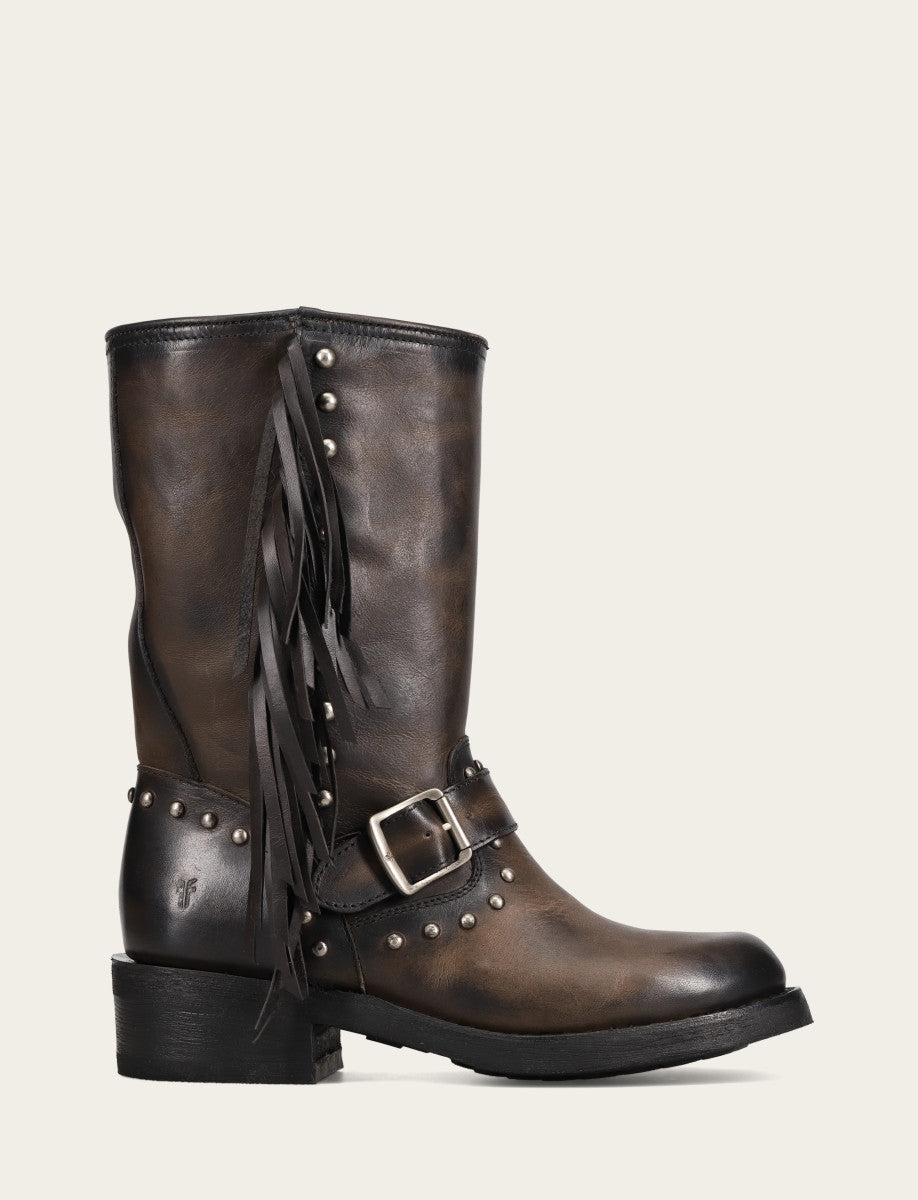 Women's Black Viv Fringe Engineer Boot - Black
