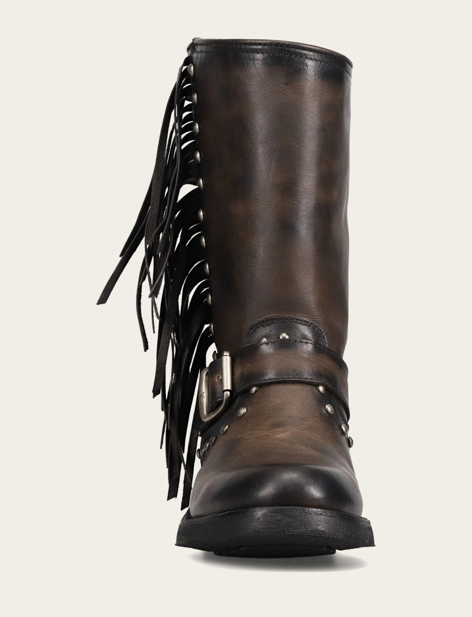 Women's Black Viv Fringe Engineer Boot - Black