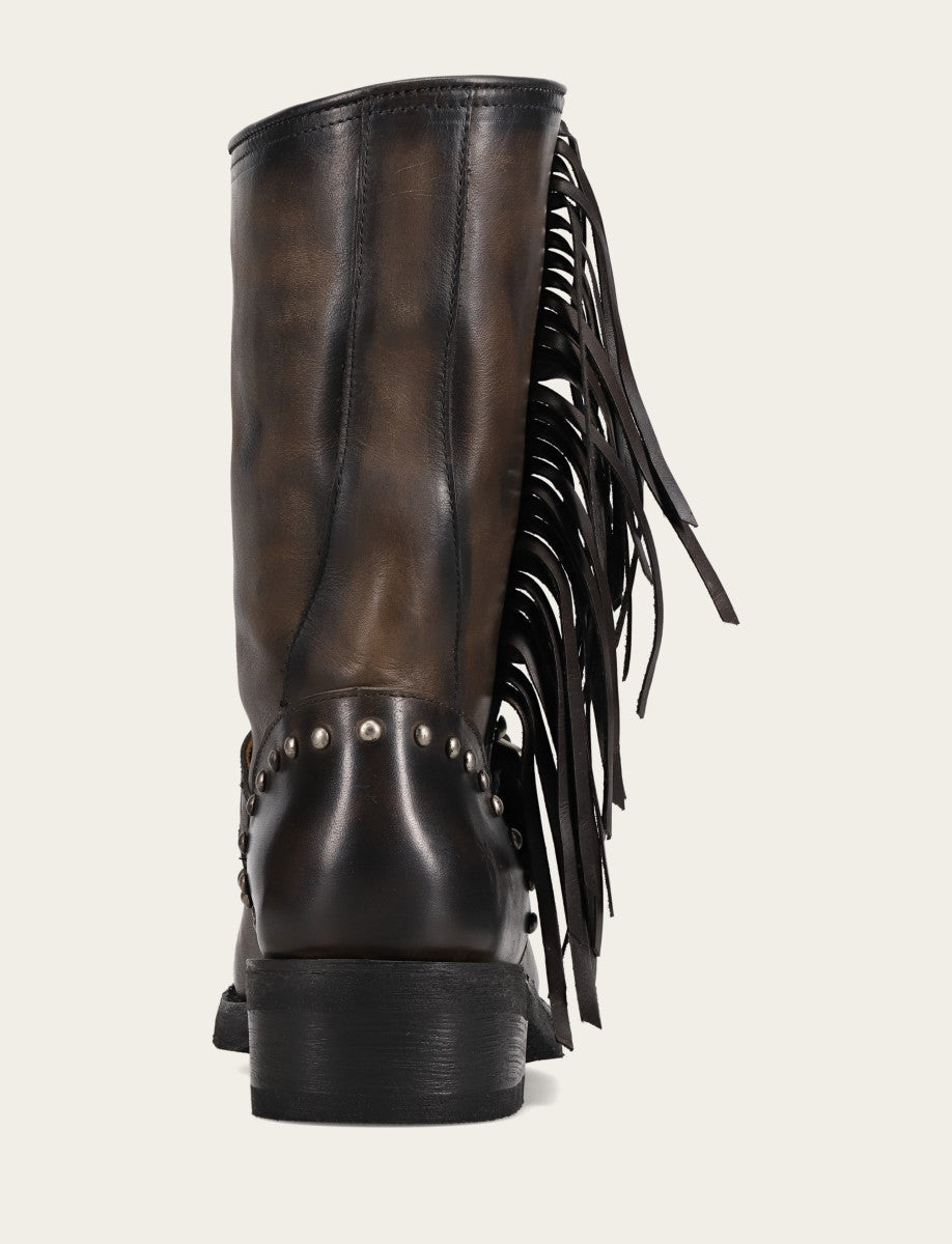 Women's Black Viv Fringe Engineer Boot - Black
