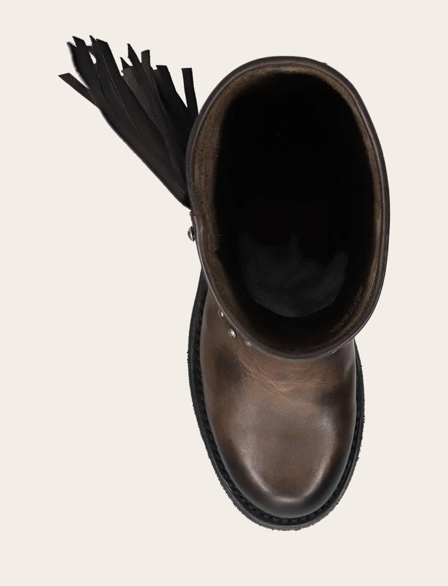 Women's Black Viv Fringe Engineer Boot - Black