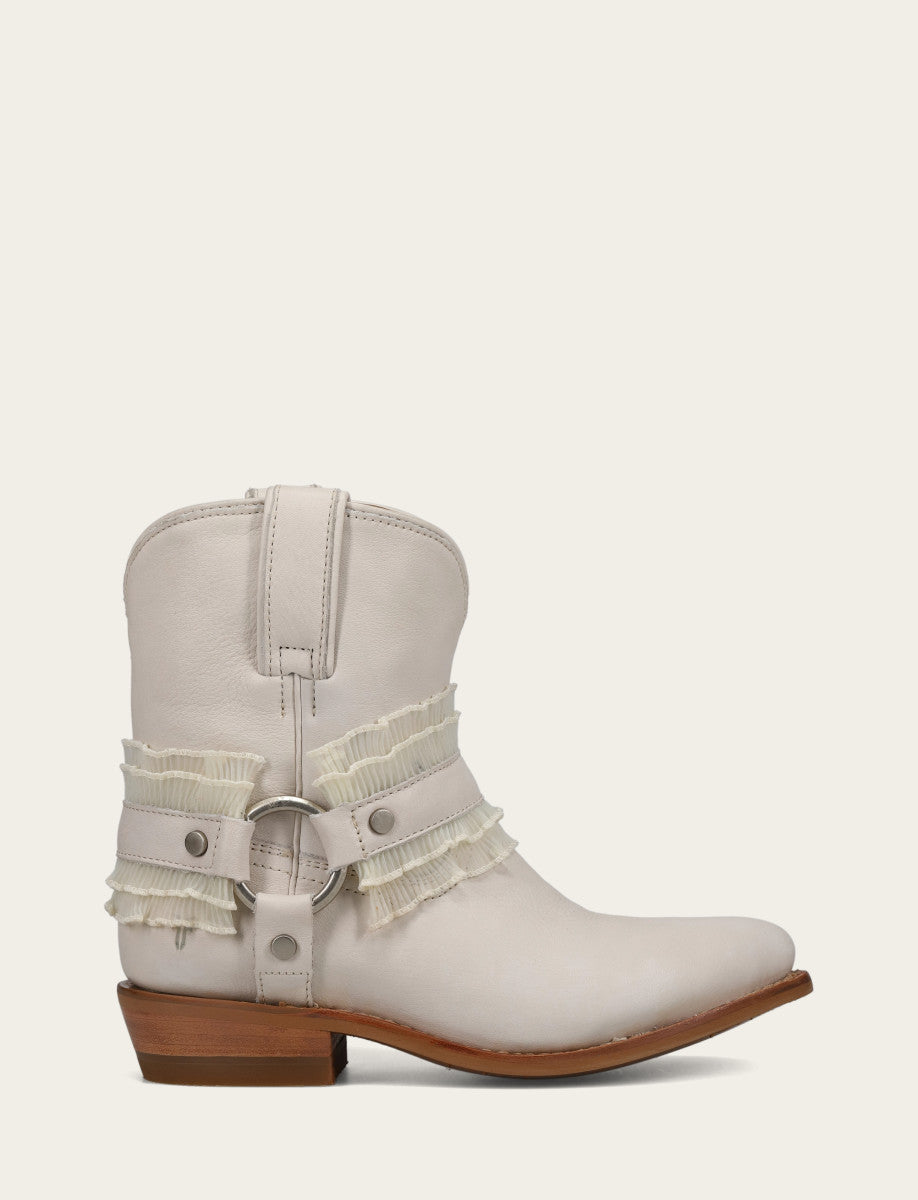 Women's Ivory Billy Harness Ruffle Boots - Ivory