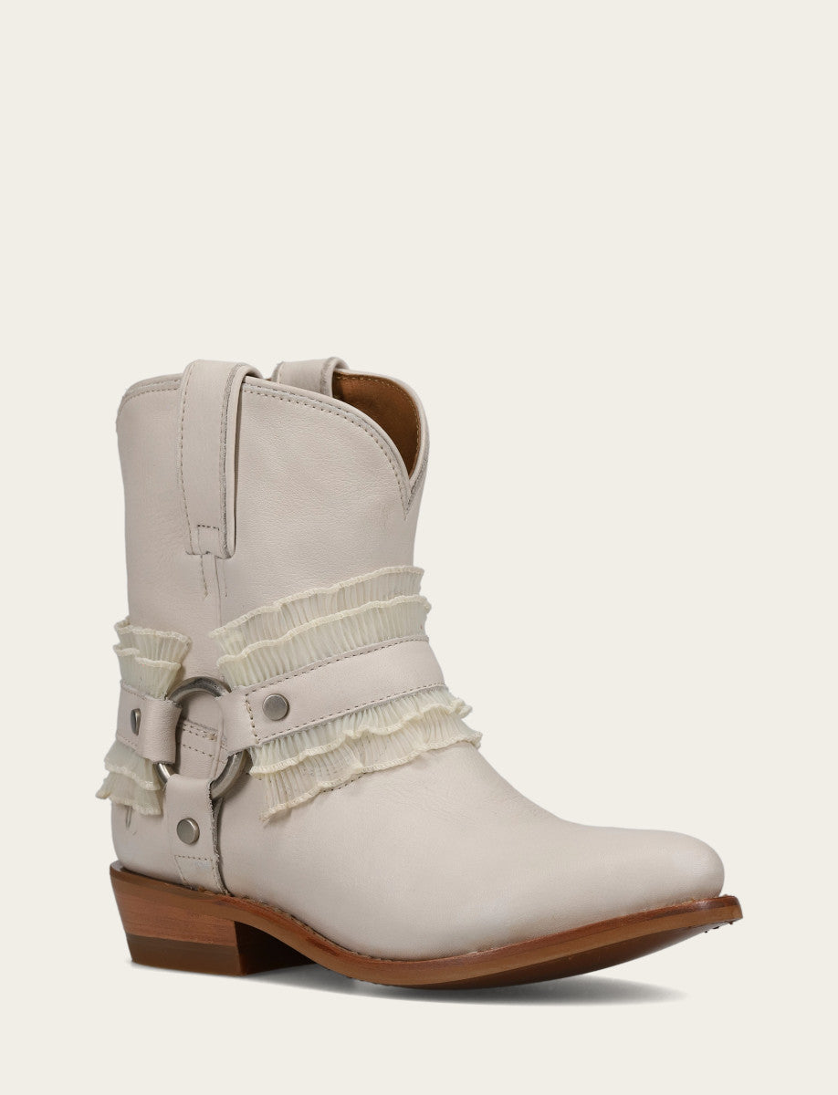 Women's Ivory Billy Harness Ruffle Boots - Ivory