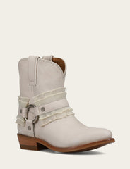 Women's Ivory Billy Harness Ruffle Boots - Ivory